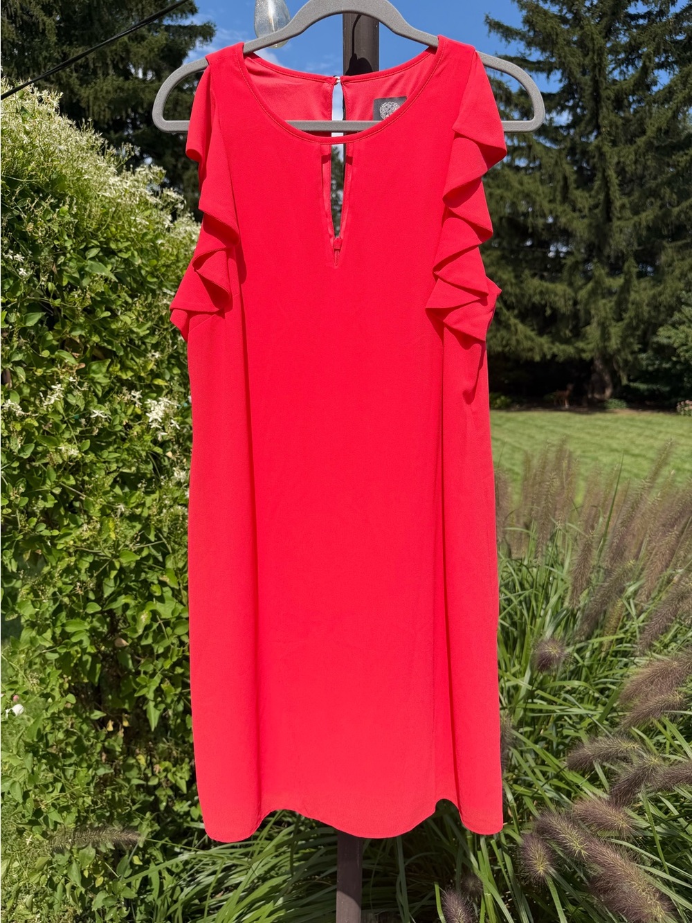 Vince Camuto Ruffle Sleeve Shift Dress 12 Coral